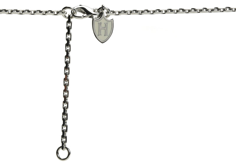 Hoxton London Men's Sterling Silver Black Sapphire Set Dog Tag Adjustable Necklace