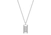 Hoxton London Men's Sterling Silver Rhodium Plated Herringbone Rectangular Adjustable Necklace