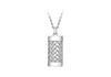 Hoxton London Men's Sterling Silver Rhodium Plated Herringbone Rectangular Adjustable Necklace