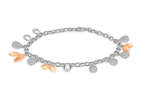 Diamond Charm Bracelet 18ct 2-Colour Gold