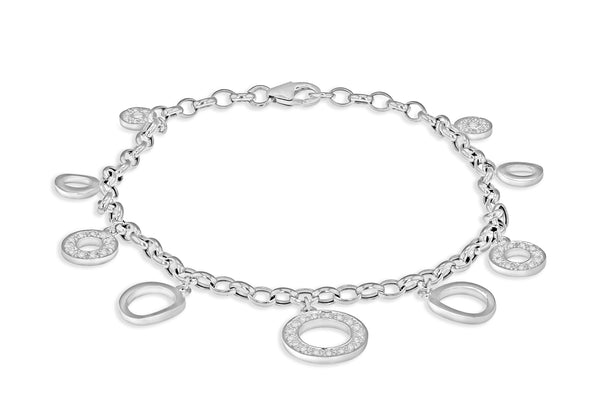 Diamond Disc Charm Bracelet 18ct White Gold