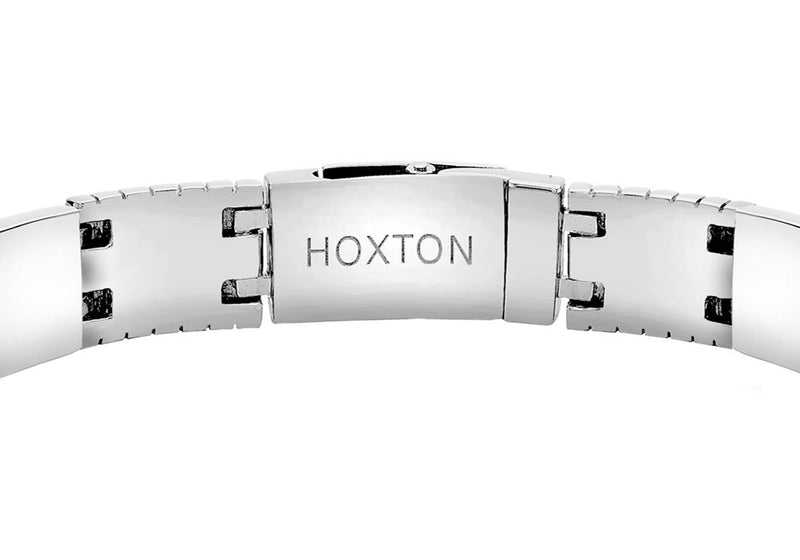 Hoxton London Men's Sterling Silver Bold Link Leather Inlay with Ribbed Detail9