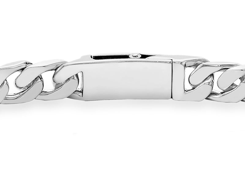 Hoxton London Men's Sterling Silver Pyramid Marasite Set ID Bracelet
