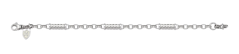 Hoxton London Men's Sterling Silver Twist ylindrial Link Adjustable Bracelet