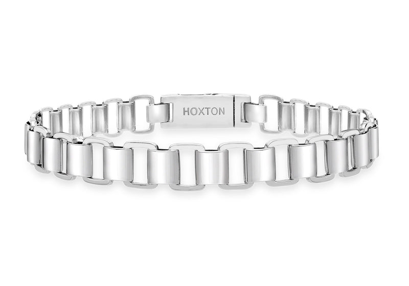 Hoxton London Men's Sterling Silver Brick Open Square Link Bracelet