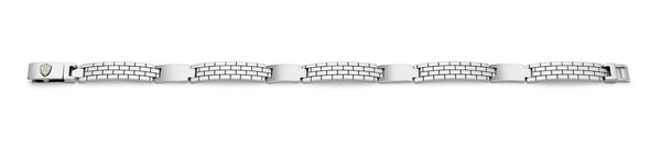 Hoxton London Men's Sterling Silver Brick Pattern Bar Bracelet