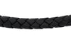 Hoxton London Men's Sterling Silver Black Sapphire Set Silver and Leather Hook Bracelet
