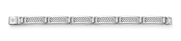 Hoxton London Men's Sterling Silver Rhodium Plated Herringbone Rectangular Link Bracelet