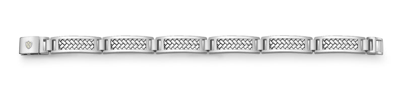 Hoxton London Men's Sterling Silver Rhodium Plated Herringbone Rectangular Link Bracelet