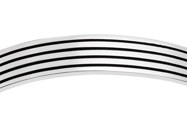Hoxton London Men's Sterling Silver Striped uff Bangle