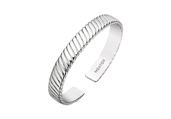 Hoxton London Men's Sterling Silver Twist Bangle