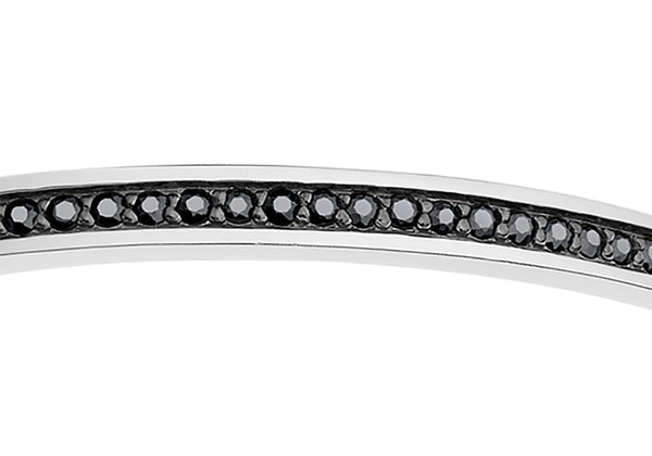 Hoxton London Men's Sterling Silver Black Sapphire Set Bangle