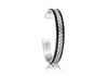 Hoxton London Men's Sterling Silver Herringbone Leather Inlay uff Bangle