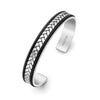 Hoxton London Men's Sterling Silver Herringbone Leather Inlay uff Bangle