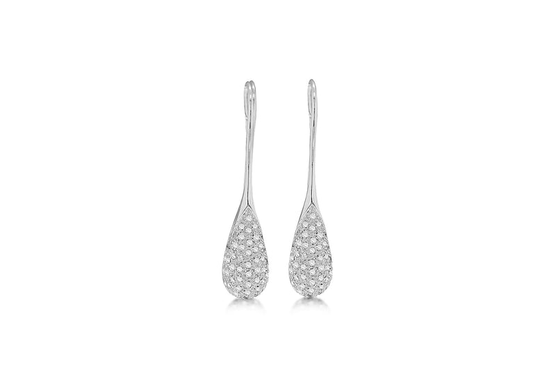 18ct White Gold 0.49ct Diamond 7mm x 34.5mm Snowdrop Drop Earrings