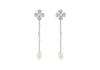 18ct White Gold 0.31ct Diamonds and Pearls Blossom Chain Earrings