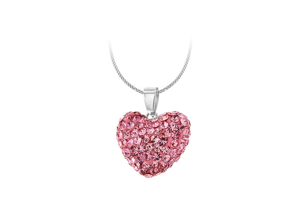 Sterling Silver Crystal Puff Heart Pendant