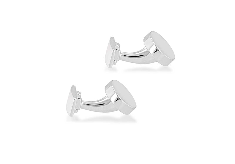 Hoxton London Men's Sterling Silver Plain Oval Cufflinks