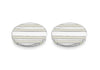 Hoxton London Men's Sterling Silver White Stripe Enamel Oval Cufflinks