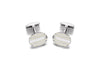 Hoxton London Men's Sterling Silver White Stripe Enamel Oval Cufflinks