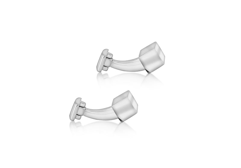 Hoxton London Men's Sterling Silver Retangle Blok Cufflinks