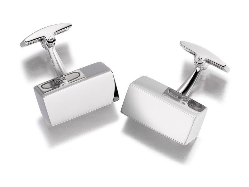 Hoxton London Men's Sterling Silver Retangle Blok Cufflinks