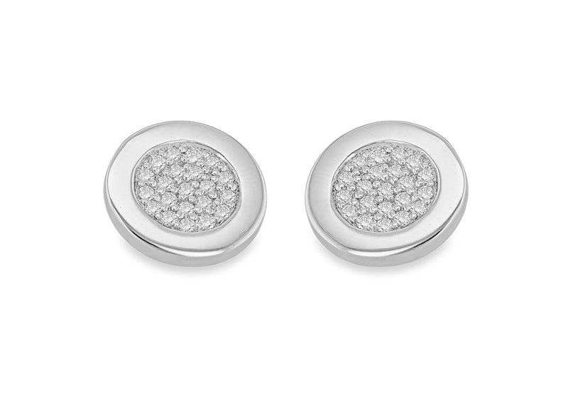 Hoxton London Men's Sterling Silver Round Zirconia  Cufflinks