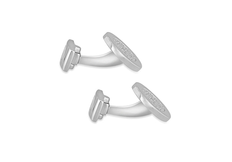 Hoxton London Men's Sterling Silver Round Zirconia  Cufflinks
