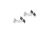 Hoxton London Men's Sterling Silver Black Enamel Stripe Square Cufflinks