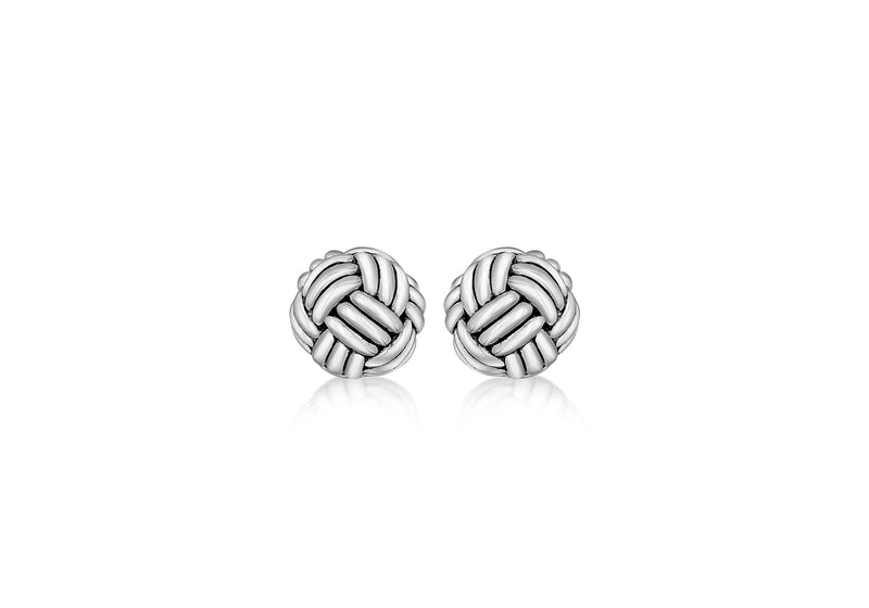 Hoxton London Men's Sterling Silver Oval Weave Cufflinks