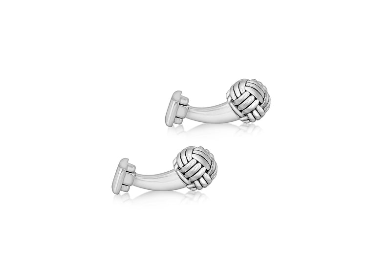 Hoxton London Men's Sterling Silver Oval Weave Cufflinks