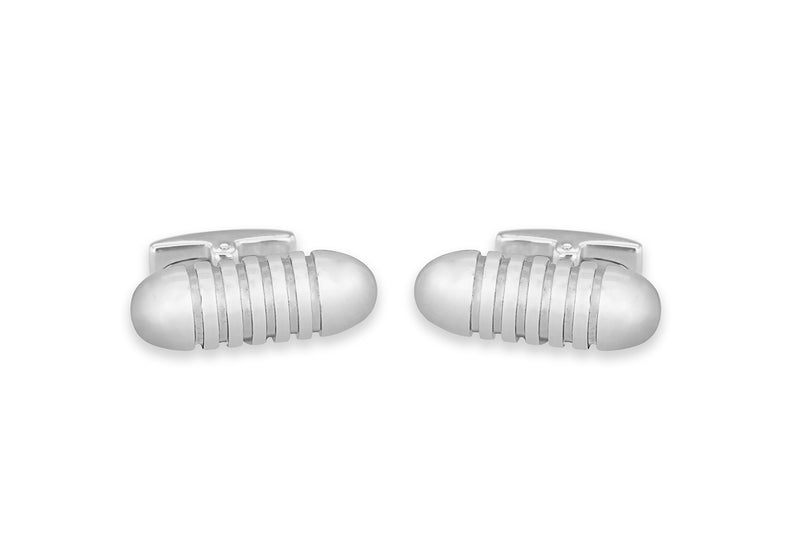 Hoxton London Men's Sterling Silver Ribbed Bullet Cufflinks