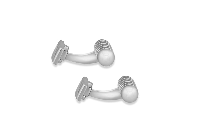 Hoxton London Men's Sterling Silver Ribbed Bullet Cufflinks