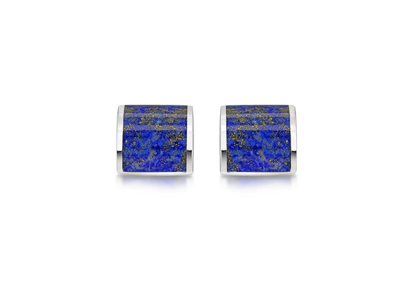 Hoxton London Men's Sterling Silver and Lapis Lazuli Square Cufflinks