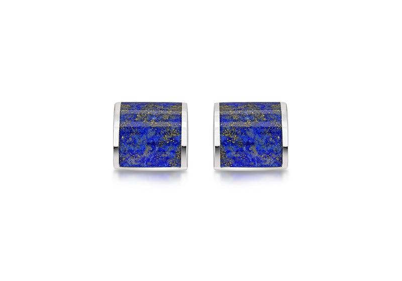 Hoxton London Men's Sterling Silver and Lapis Lazuli Square Cufflinks