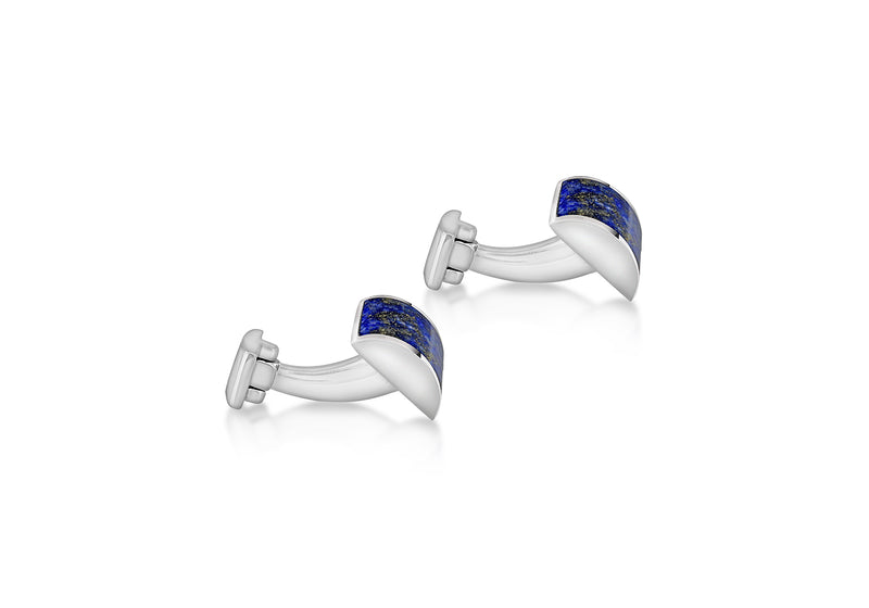 Hoxton London Men's Sterling Silver and Lapis Lazuli Square Cufflinks