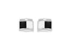 Hoxton London Men's Sterling Silver and Black and White Agate Retangle Cufflinks
