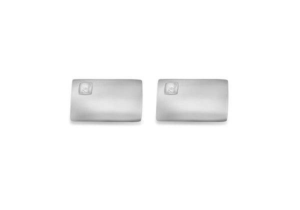 Hoxton London Men's Sterling Silver and Diamond Retangle Cufflinks