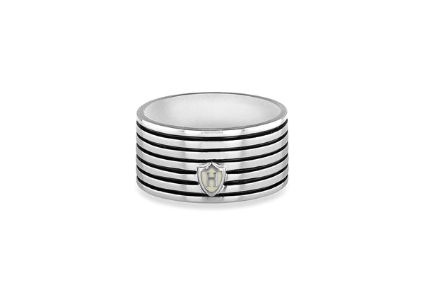 Hoxton London Men's Sterling Silver Stripe Horizontal Striped Ring