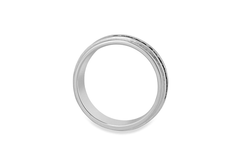 Hoxton London Men's Sterling Silver Stone Black Zirconia  Ring