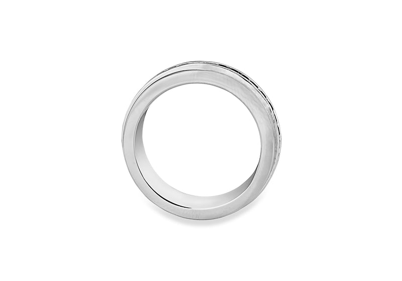 Hoxton London Men's Sterling Silver Stone Black Zirconia  Spinning Ring