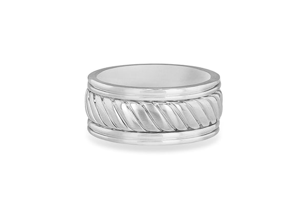 Hoxton London Men's Sterling Silver Twist Wide Ring
