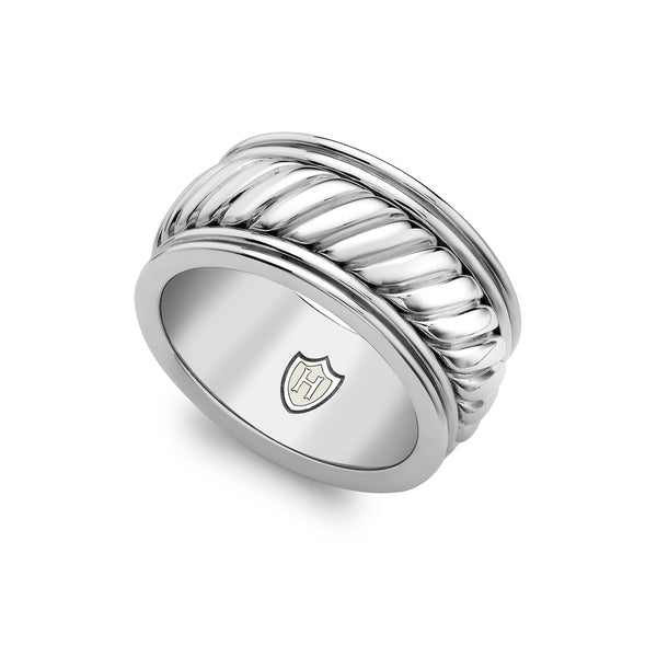 Hoxton London Men's Sterling Silver Twist Wide Ring