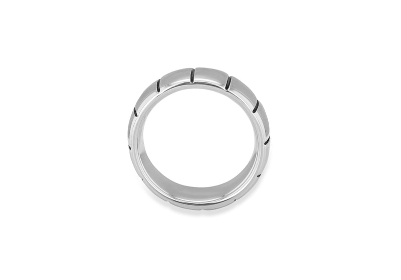 Hoxton London Men's Sterling Silver Brick Ribbed Ring