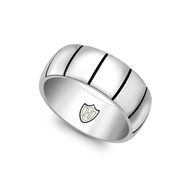 Hoxton London Men's Sterling Silver Brick Ribbed Ring