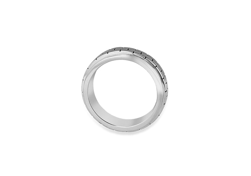 Hoxton London Men's Sterling Silver Brick Patterned Spinning Ring