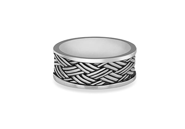 Hoxton London Men's Sterling Silver Bamboo Oxidised  Ring