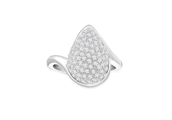 18ct White Gold 0.86ct Diamond Teardrop Shoulder Ring