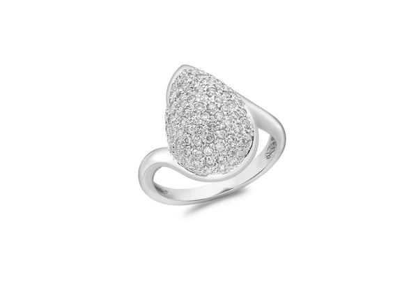 18ct White Gold 0.86ct Diamond Teardrop Shoulder Ring