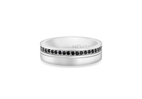 Hoxton London Men's Sterling Silver Black Sapphire Set Ring